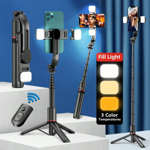 Foldable Selfie Stick Tripod (Without 2 LIghts)